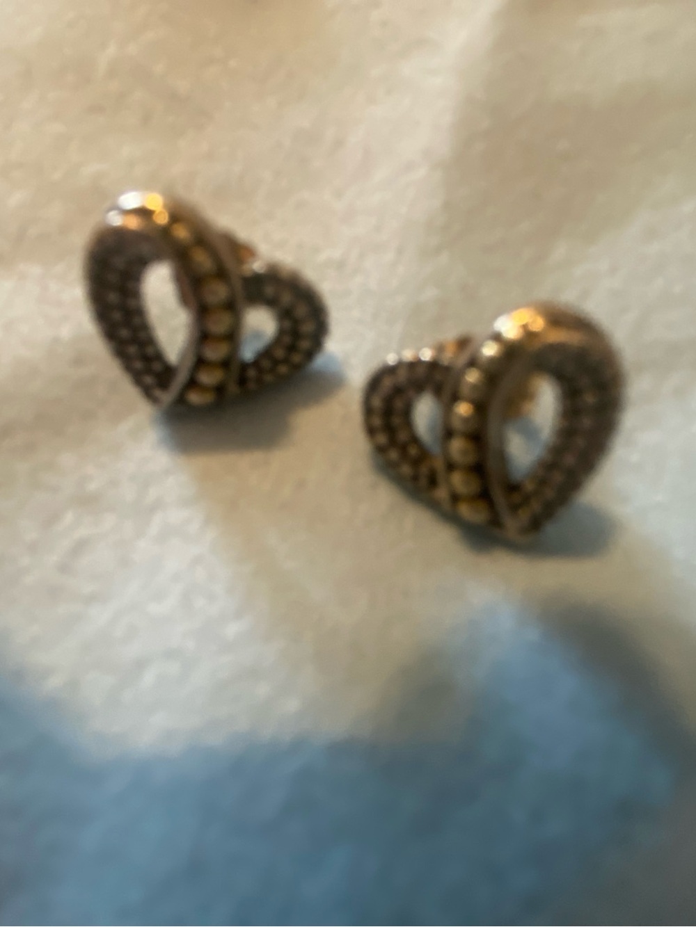 Source Unknown Gold & Silver Heart Stud Earrings